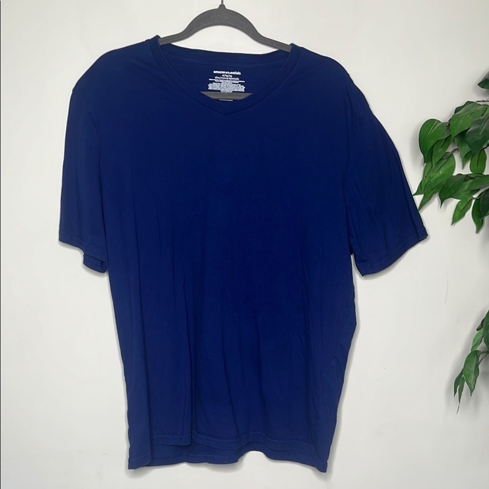 Amazon Essentials Men's Blue V-Neck Shirt